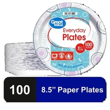 Disposable Paper Plates 8.5 Inch 100 Count Bulk Pack Party Picnic Wedding
