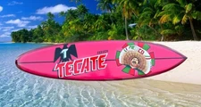 Tecate Beer Mexico Airbrushed Surfboard Wall Plaque Tiki Bar Sign  39"