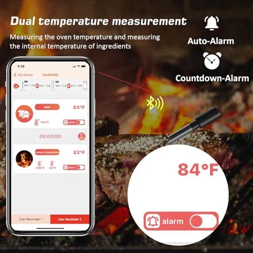 Wireless Meat Thermometer, Digital Cooking Thermometer with 500 ft Bluetooth