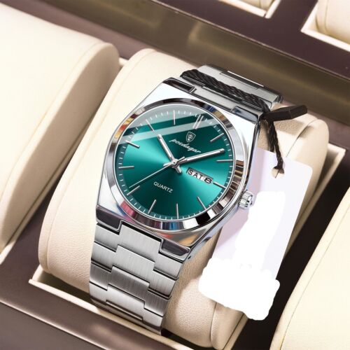Men's Watches Stainless Steel Quartz Watch Luxury Calendar Waterproof Wristwatch - Picture 10 of 18