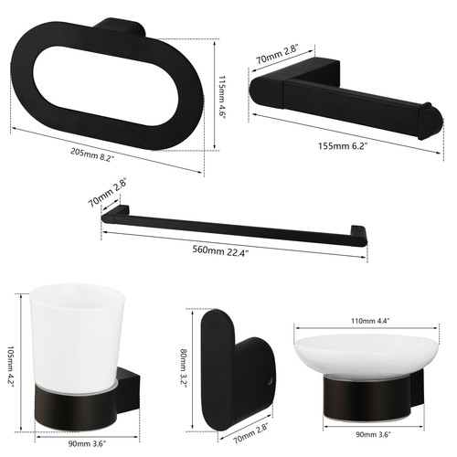 Accesorios para secador de pelo de montaje en pared para toallas de baño negro - Imagen 5 de 40