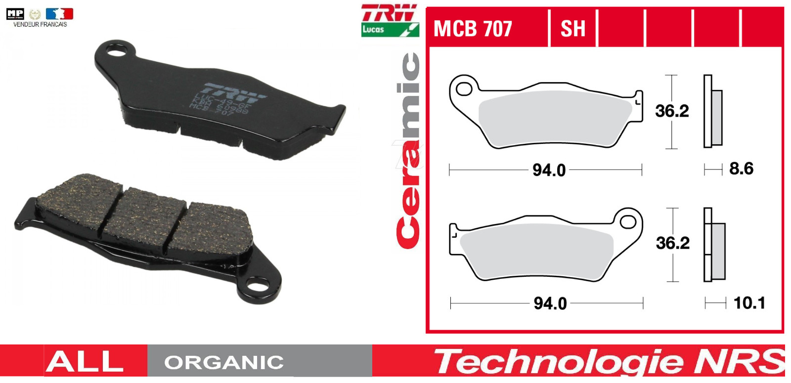 Plaquettes frein arrière MCB707 pour stopper les sifflements de la BMW K1200GT