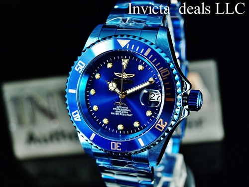 Raro Nuevo Reloj Invicta Hombres ETIQUETA AZUL Pro Diver 24 Joyas Automático NH35A SS - Imagen 9 de 13