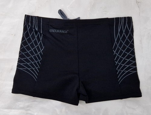 SPEEDO Boys Boxer Swimming Trunks Black Grey Abstract Drawstring Sz 10 Yrs 1 - Picture 4 of 5