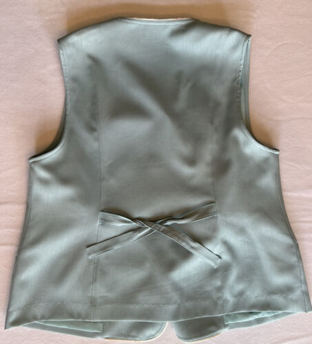 Delta Burke Vest Size 2X Satin Trim Button Front Tie Back Faux Pockets Vintage - Picture 3 of 7