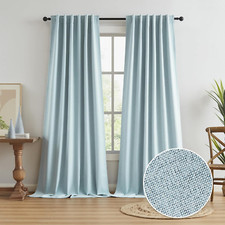 Extra Long 120 Inch Full Blackout Curtains for Large Window, Linen Textured Back