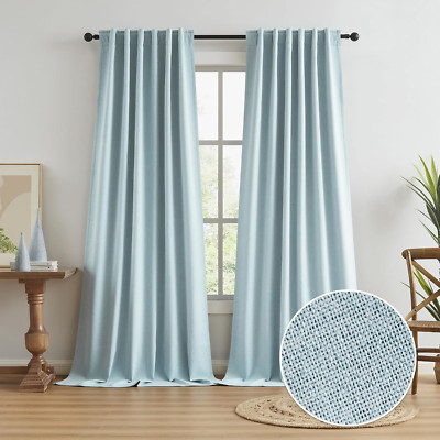 120'' Extra Long Blackout Curtains, Light Sky Blue, 2 Panels for Large Windows
