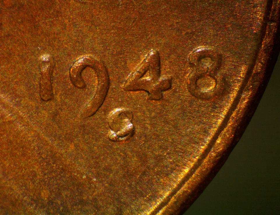 US Error Wheat Cent 1948- slanted D/S/S - Image 2 of 4