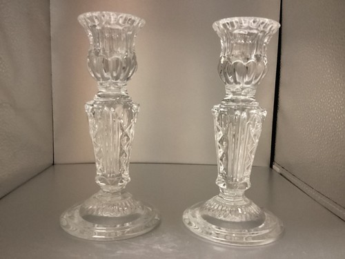 Crystal Clear Signatures Vienna 24% Full Lead Crystal Candlesticks Set 6" Tall - Picture 2 of 4