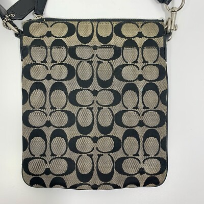 COACH Sutton Signature Swingpack Crossbody Purse Black/Beige