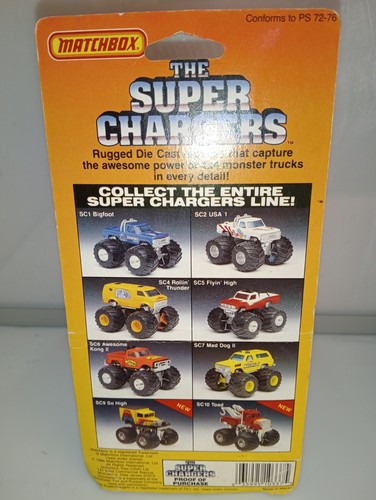 Matchbox Super Chargers / Chevy Blazer - Yellow - Mad Dog II - Monster Truck x1 - Picture 13 of 13