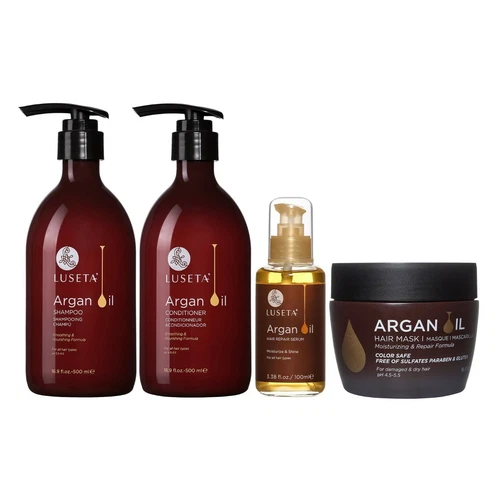 LUSETA ARGAN OIL MOISTURE REPAIR 4PCS HAIR CARE BUNDLE FOR DRY DAMAGED HAIR