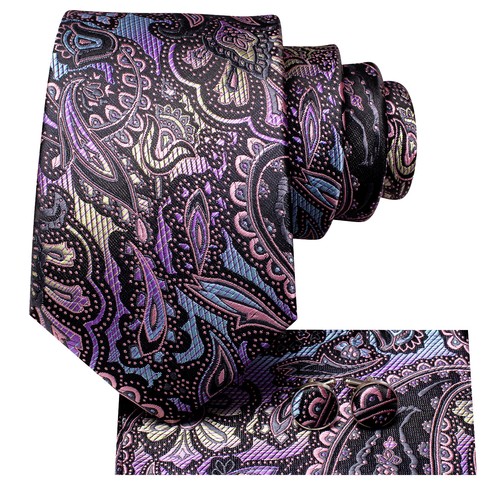 Reino Unido 100 % seda para hombre corbata de cachemira conjunto de corbatas azules a rayas florales negras corbatas de boda - Imagen 158 de 248