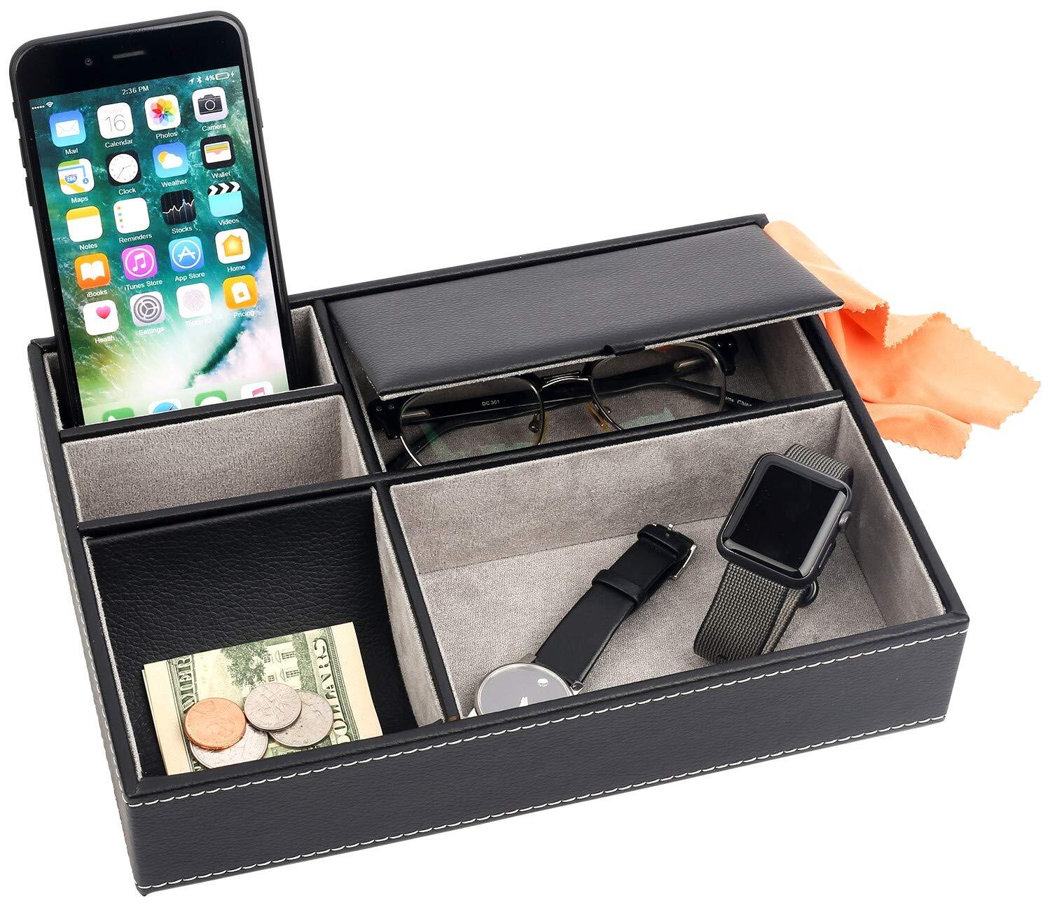 Black Men's Small Valet Tray Nightstand Organizer-image