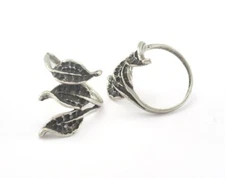 Leaves Ring Adjustable Blank Bezel Antique Silver Plated brass 9US size 2759