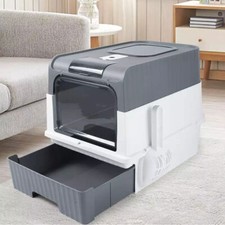 Large Cat Litter Box Self Cleaning Pan Drawer Anti-Splashing Cat Potty Tray UK