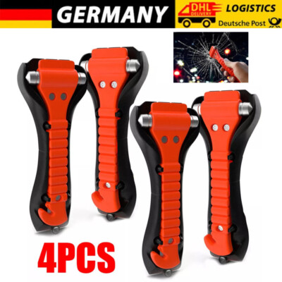 4x Nothammer mit Gurtschneider KFZ Auto Notfallhammer Glashammer Autohammer Set