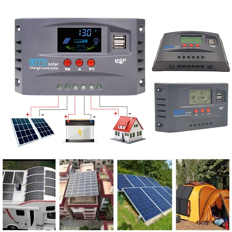 Regolatore di carica solare MPPT 12/24V pannello regolatore di carica batteria doppio LCD - Immagine 4 di 4