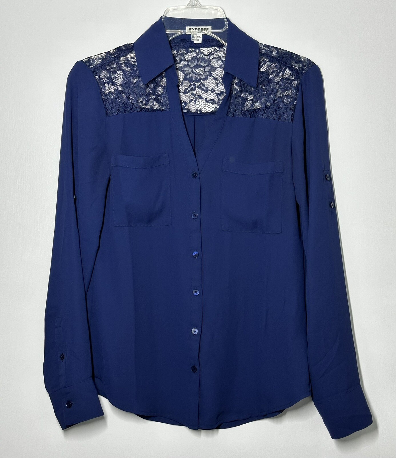 Express Women’s XS Button Down Button Up Shirt Bl… - image 1