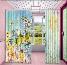 Protoss Running Goat 3D Curtain Blockout Photo Printing Curtains Drape Fabric