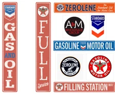 36" Gas & Oil Advertising Metal Street Signs - Texaco Zerolene Standard Station