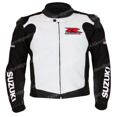 SUZUKI GSXR Veste en Cuir Moto Courses Biker Cuir Veste Hommes Moto Cuir Veste