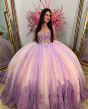 Princess Quinceanera Dresses Ball Gown Sweetheart Glitter Applique BirthdayParty