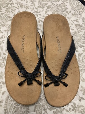 Women's VIONIC Bella Bow Sandals Flip Flops Comfort Orthotic Thongs Size 8 NOWB