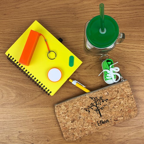 Personalised Cork Pencil Case Any Name Tree Make Up Bag Eco-Friendly Cosmetic - Picture 3 of 7