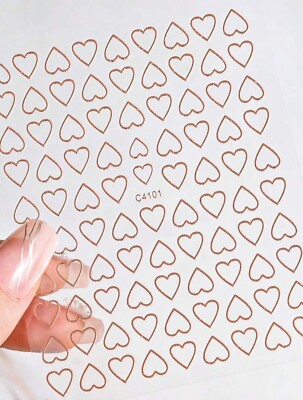 Nail Art Sticker Valentinstag Herz Rosegold Silber Schwarz Weiß Liebe C4101