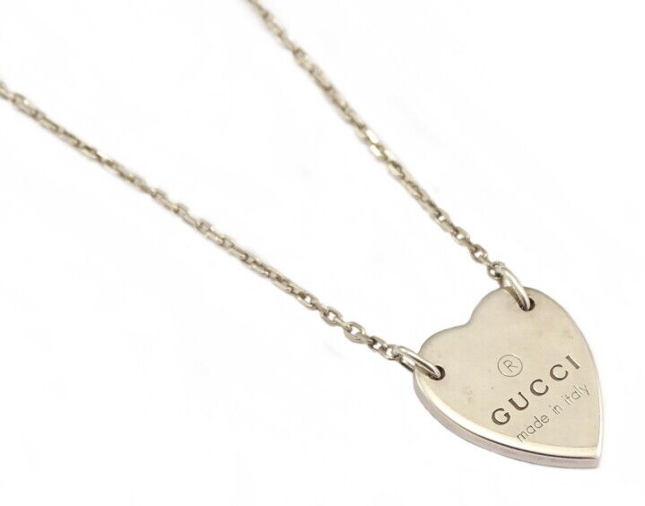 GUCCI Sterling Silver 925 Heart Logo Tag Necklace Pendant GUCCI Sterling Silver 925 Heart Logo Tag Necklace Pendant