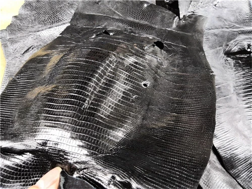 Genuine Lizard Skin Hide Leather Natural Pelts Glossy Black DIY Decorate Leather - Picture 11 of 19