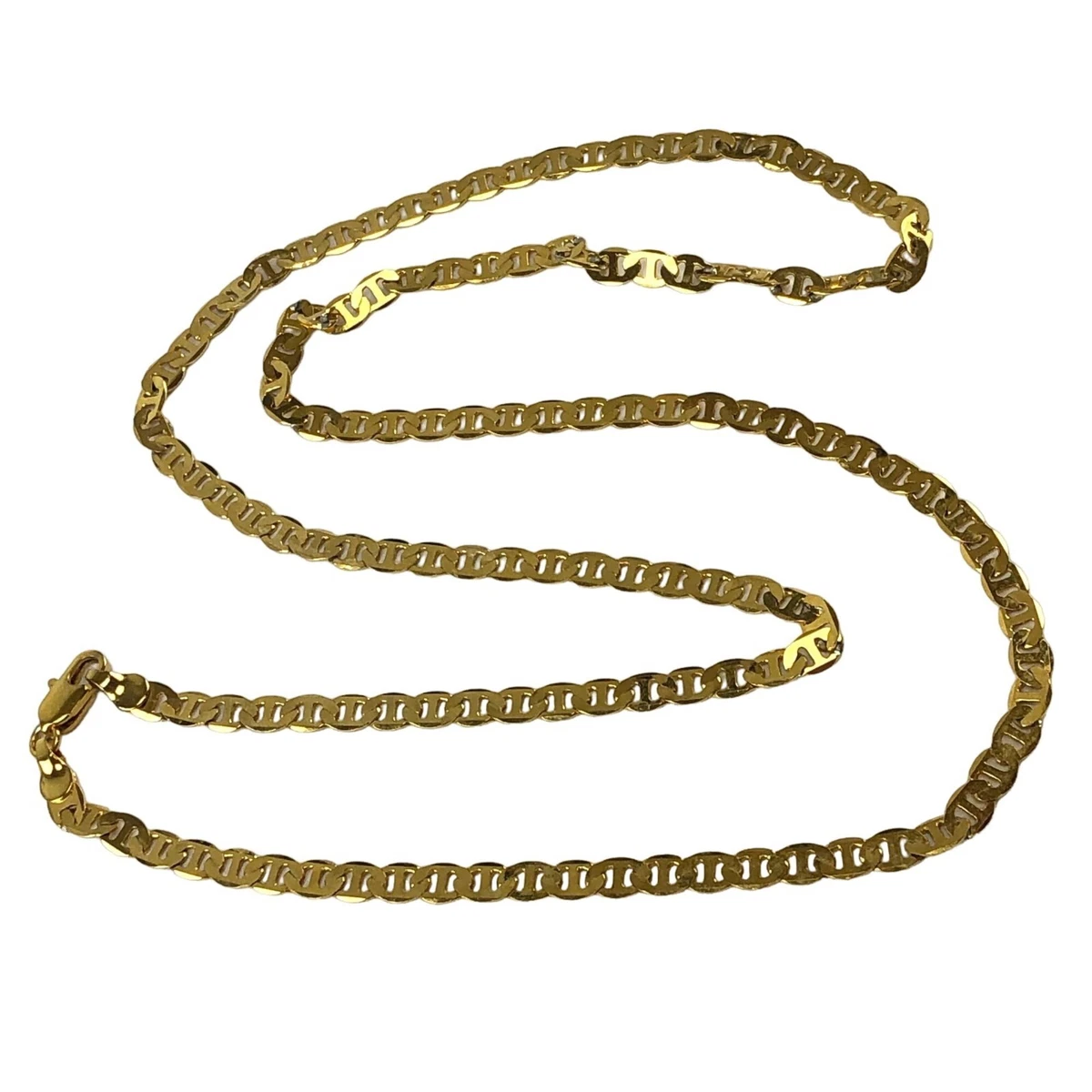 Necklace Flat Chain Gold Tone Signed