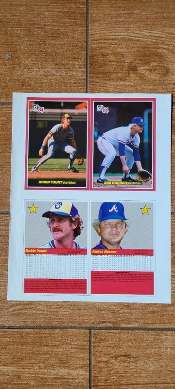 WOW 1984 Donruss Promo Ad Sheet-ROBIN YOUNT-Brewers & BOB HORNER-Braves-EX+RARE