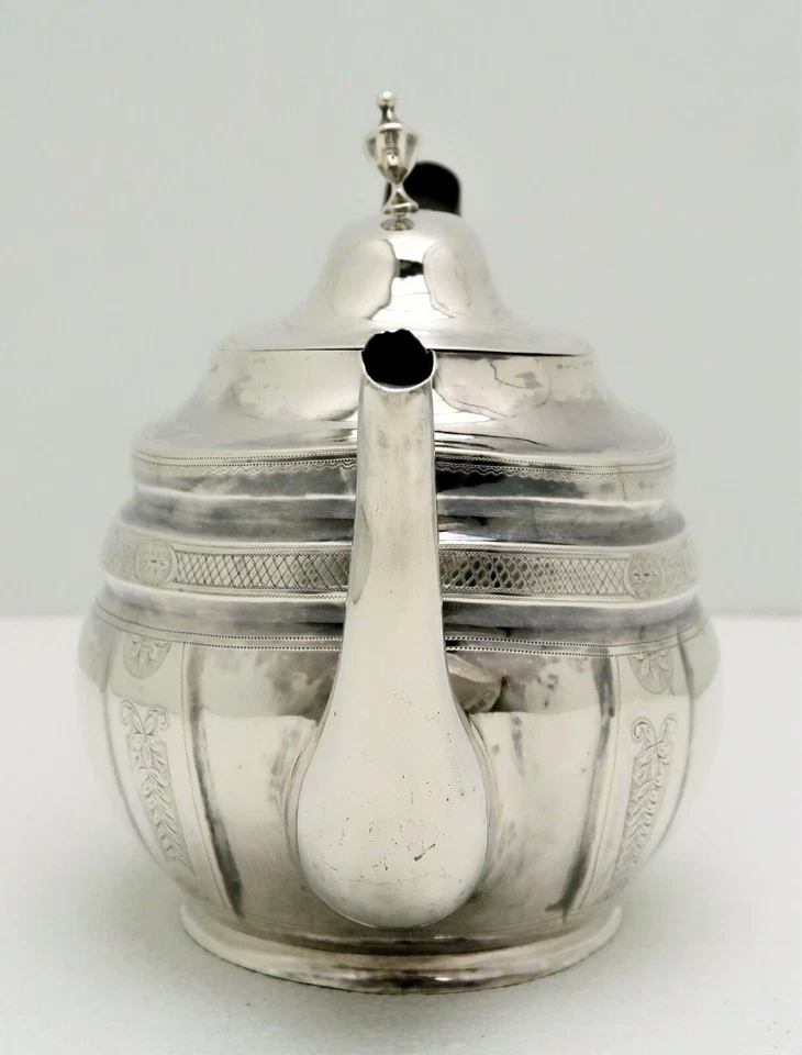Tetera de plata americana temprana con mango de madera con marca Wishart 1810 Foto 3 de 4