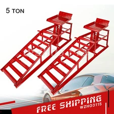 A Pair Auto Car Service Ramps Lifts Heavy Duty Hydraulic Lift Repair Frame Red