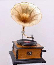 Handmade Audio Player HMV Gramophone Phonograph Record Player Working Wooden