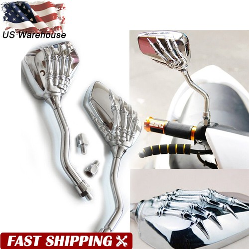 Chrome M8 M10 Motorcycle Skull Teardrop Rearview Mirrors For Harley - View #6