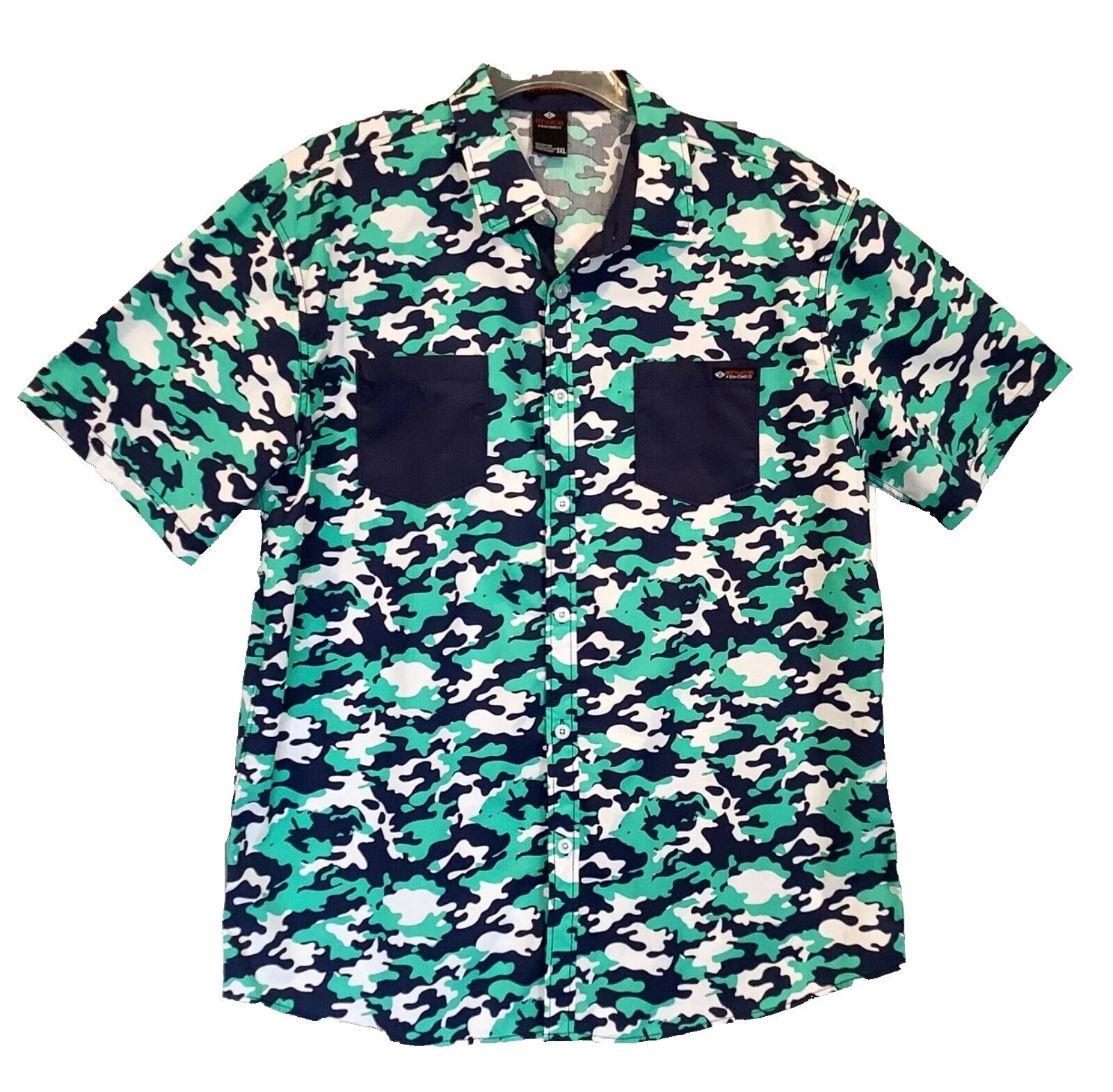 ENYCE Camuflaje Manga Corta Informal Con Botones camisas para hombres