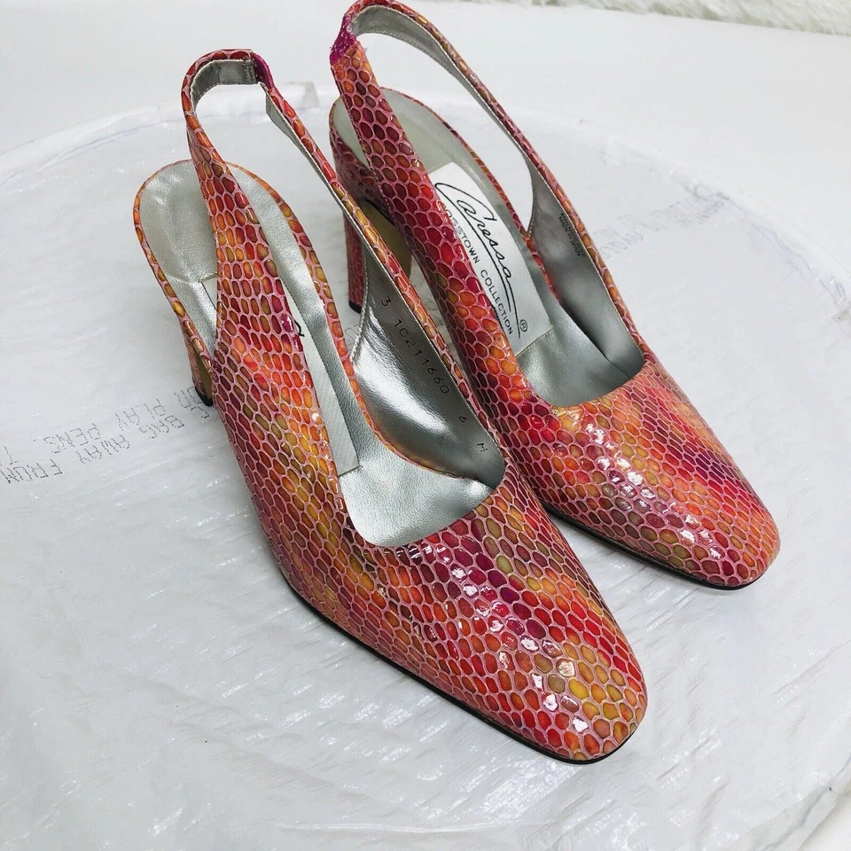 Caressa Crosstown Collection Mujer’s 6M Cuero Colorido Eslinga Trasera 3.5” Tacón Foto 4 de 4