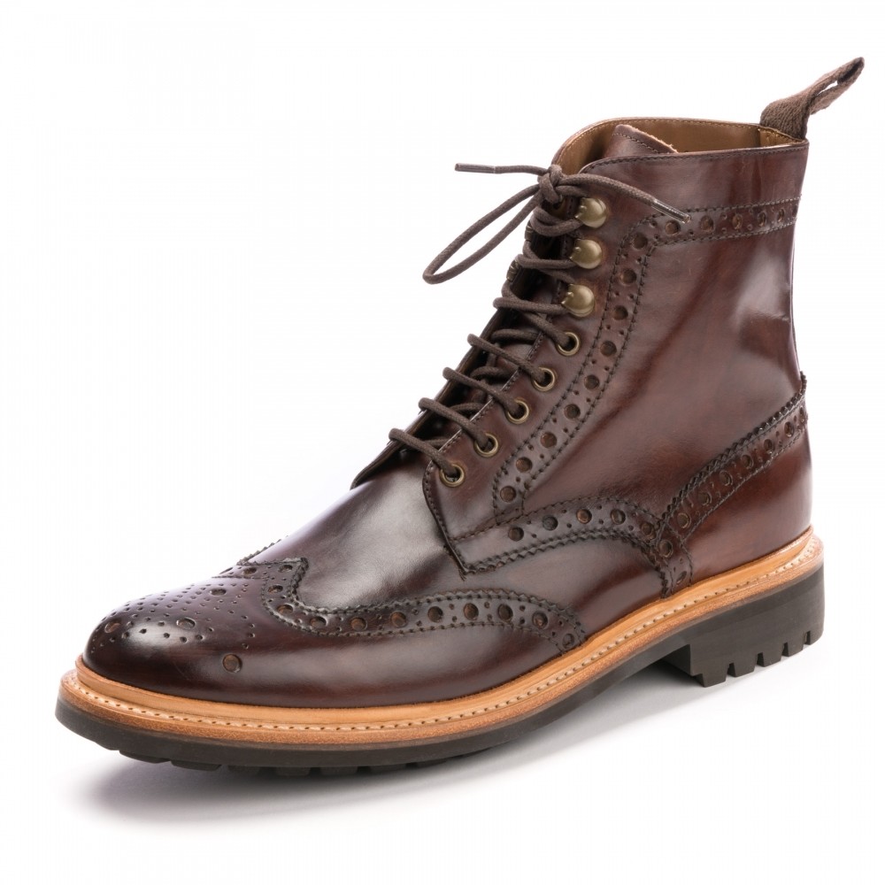 Grenson Grenson Fred Handpainted Dark Brown Mens Brogue Grenson Grenson Fred Handpainted Dark Brown Mens Brogue