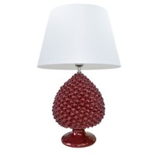 Lume Pigna in ceramica di Caltagirone Lampada da tavolo bordò made in Italy new