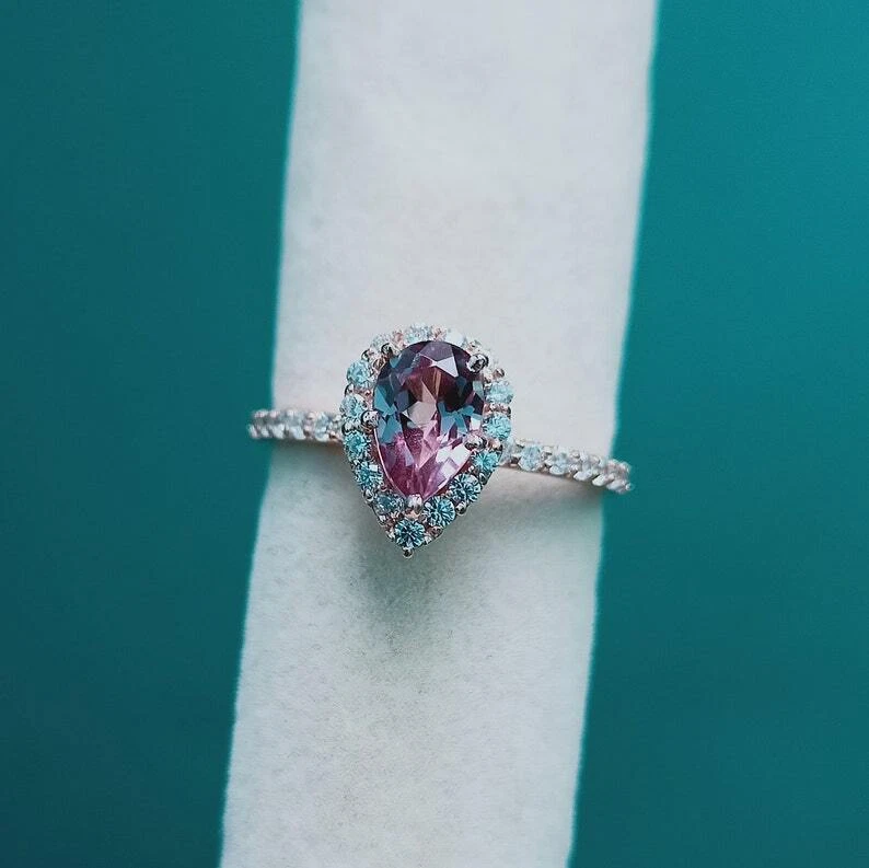 Anello alessandrite, anello alessandrite creato in laboratorio, anello in arg... - Immagine 2 di 4