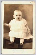 Vintage Real Photo Postcard Old Antique Picture Beautiful Baby Girl Dress RPPC