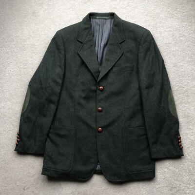 Paul & Shark Vintage Herren Schurwolle Alpaka Country Blazer Jacke Grün Gr. 40