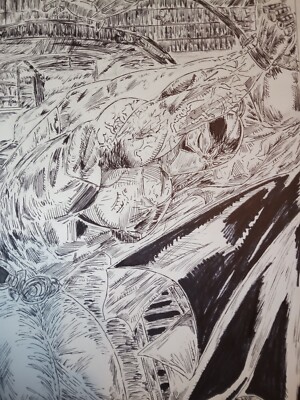 original comic art Bane V.S Batman 9×12 in