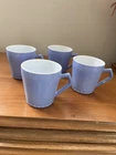 Vintage Hazel Altas Moderntone Plantonite Blue Milk Glass Cups, Set Of 4