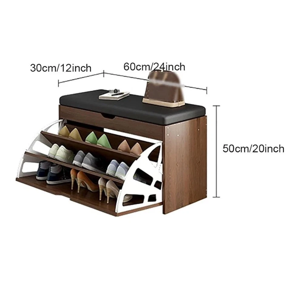 Zapatero Abatible Madera Ajustable Almacenamiento Cajones Tenis Estante Organizador Foto 2 de 4