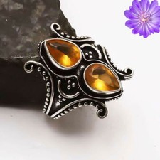 Yellow Citrine Gemstone 925 Sterling Silver Ring Handmade Jewelry Ring For Gift
