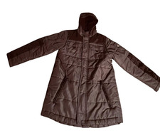 Puffer Jacket Kids 14 Gray Hooded Winter Coat Zip Pockets Insulated